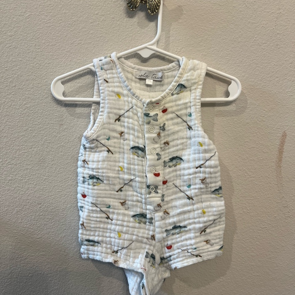 Cozy White Fish Print Bodysuit